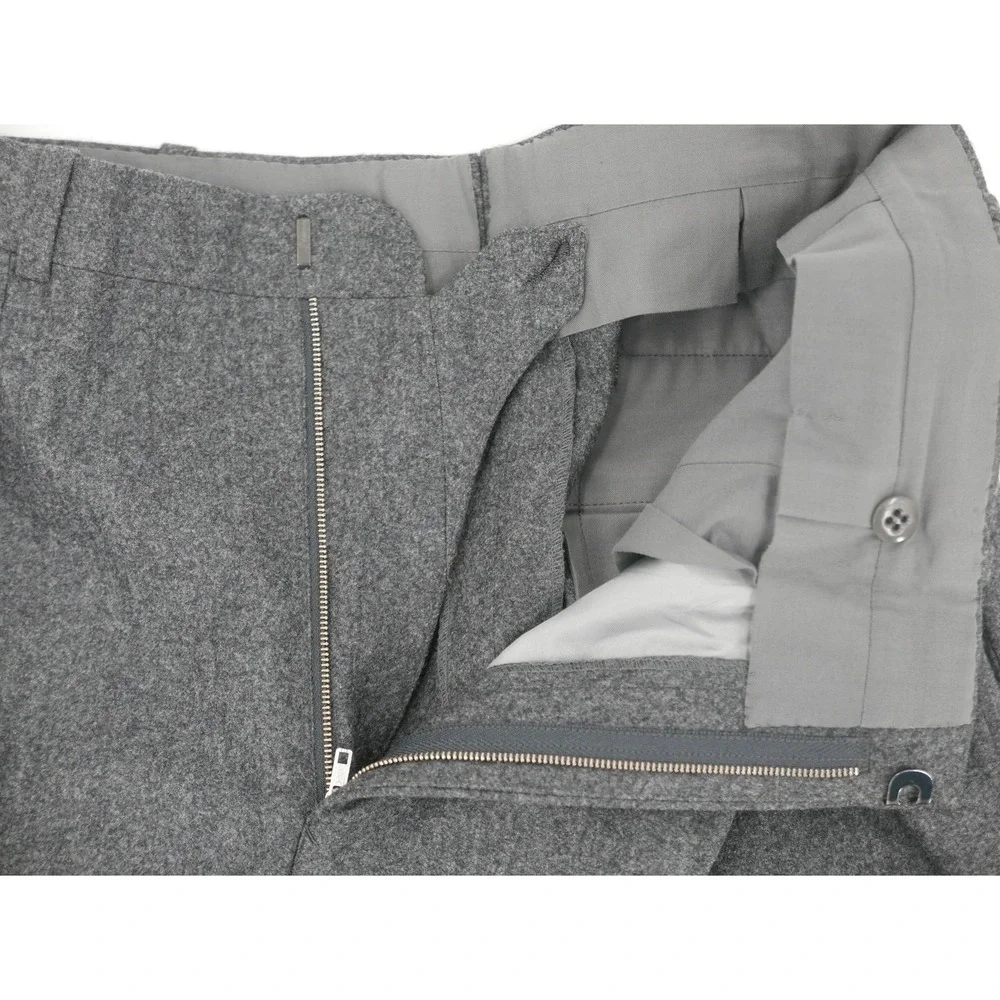 Giacomo Trabalza Dress Pants Gray Flannel Wool Pleated Cuffed Men's 30x30
